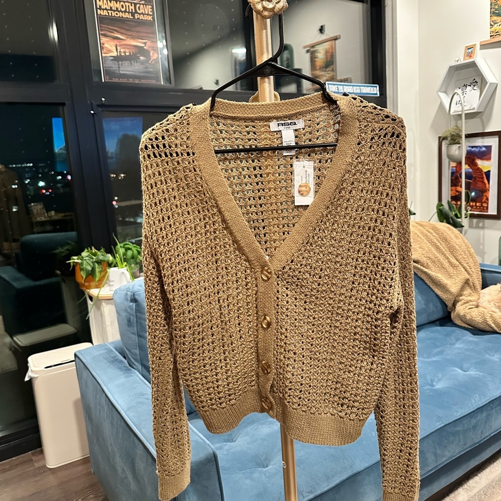 Tan Knit Button-Up Sweater - X Small